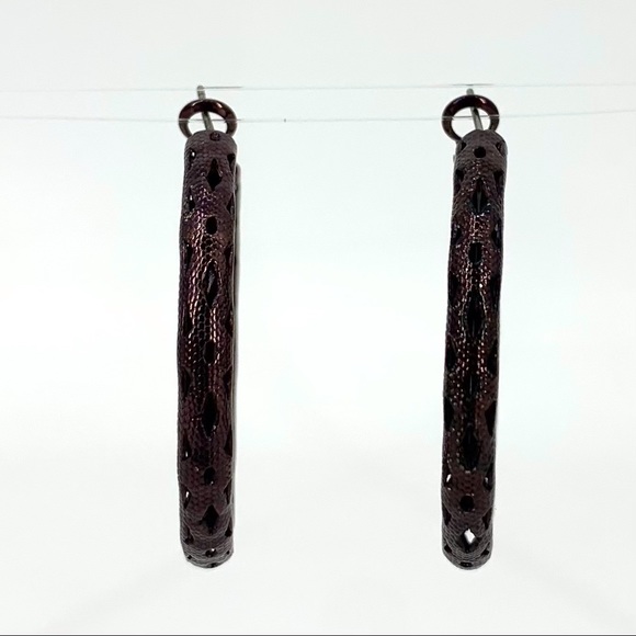 Lia Sophia Cutting Edge Brown Gold Hoop Earrings - Picture 2 of 12